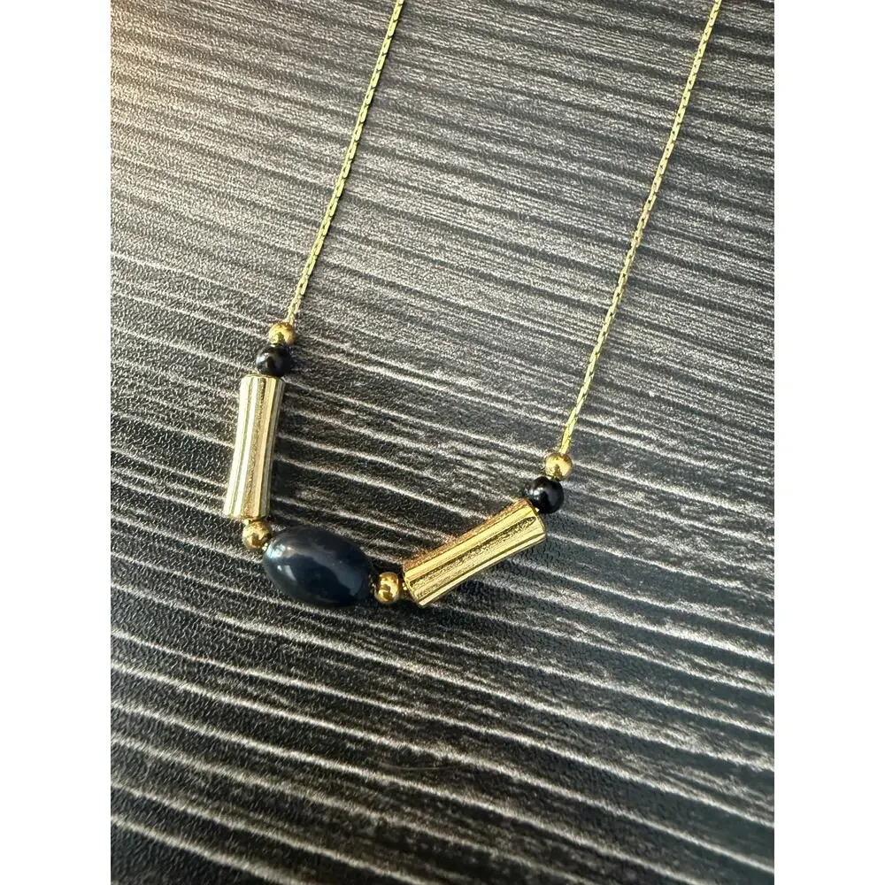 Vintage Napier Gold and Black Elegant Simple Necklace